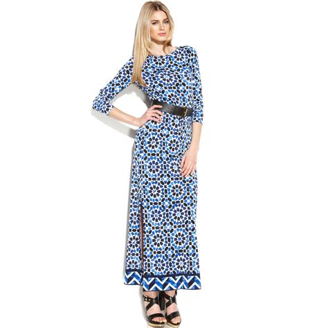 michael kors long navy print|Michael Kors dresses.